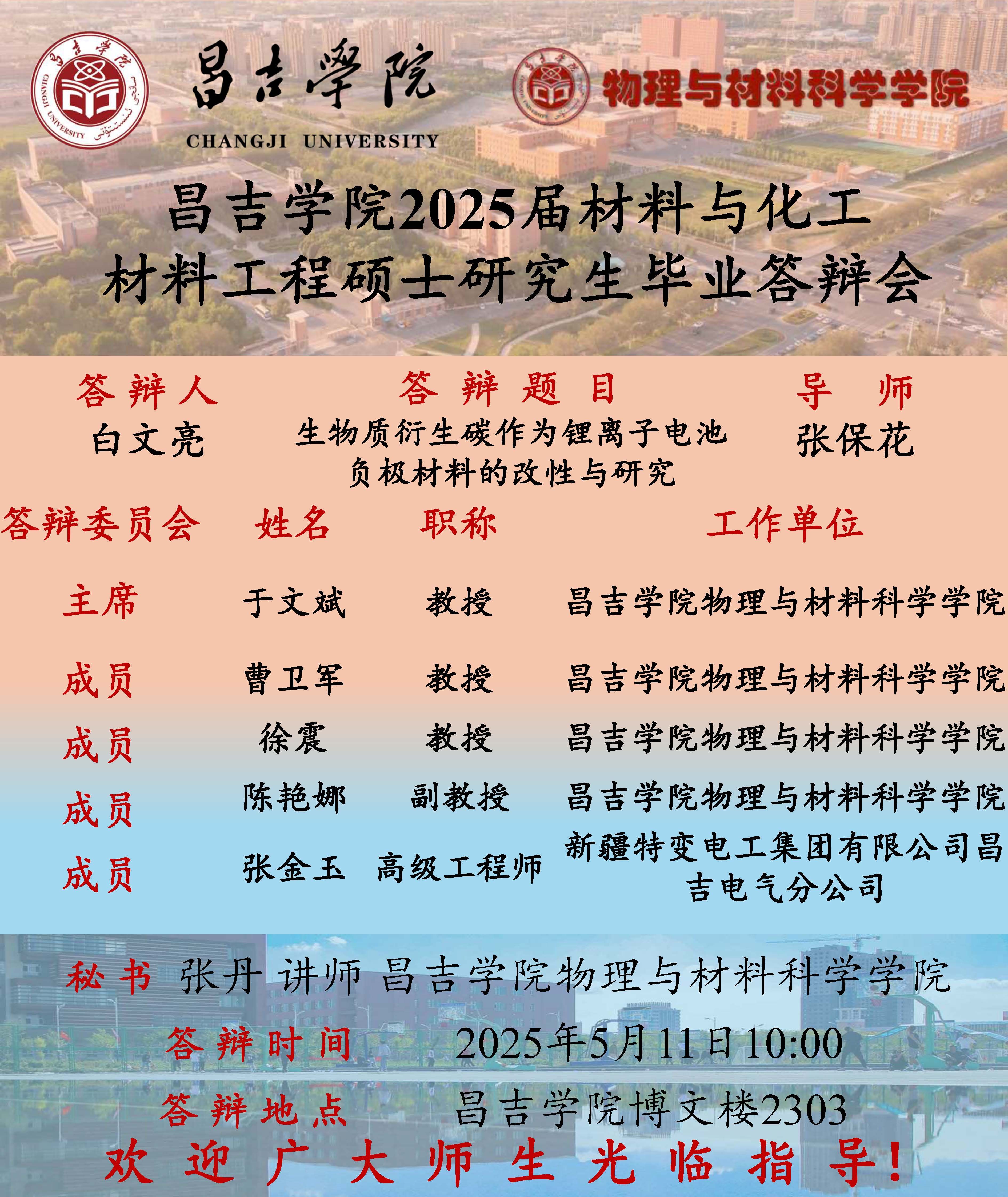 昌吉学院2025届材料工程硕士研究生学位论文答辩会